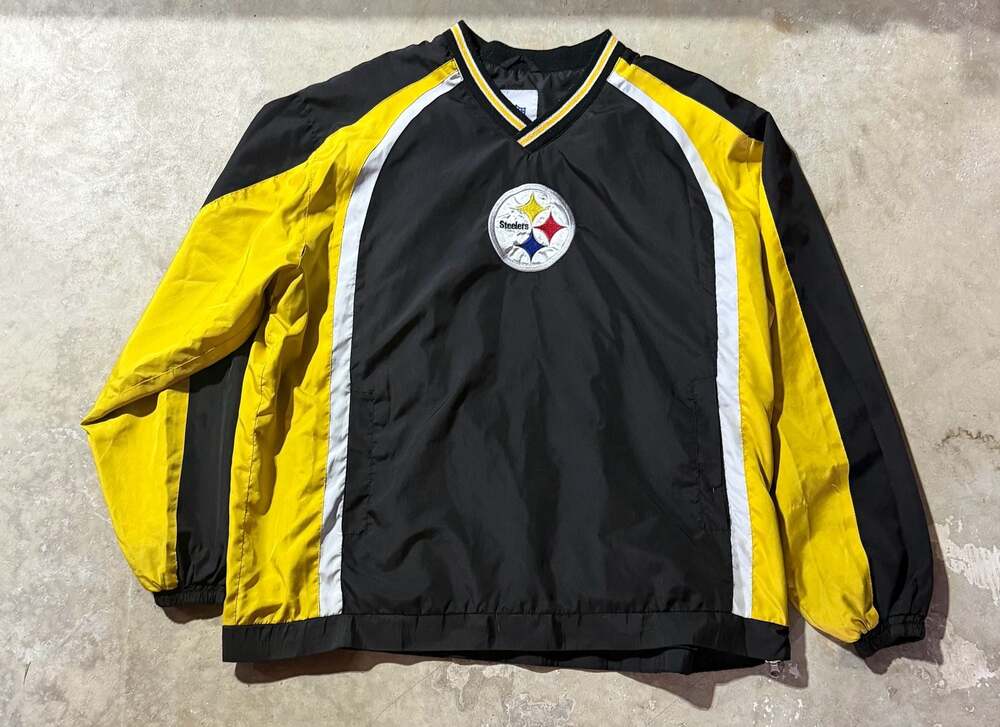 NFL Pittsburgh Steelers V-Neck Pullover Windbreaker Jacket Size XL